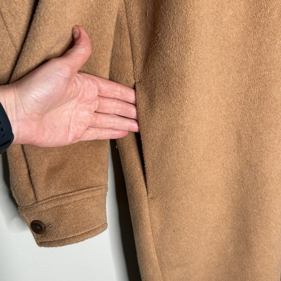 GAP Recycled Wool Blend Jacket Shacket Button Front Womens Size XL Tall in Camel - Picture 5 of 11